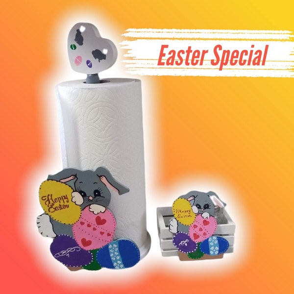 Matching Easter Bunny Paper Towel Holder & Easter Bunny Gift Basket (Order Separate)