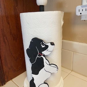 Suporte para toalhas de papel para cachorro Dachshund | Copos de café | Suporte para papel higiênico | Suporte multiuso