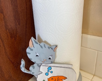 Adorable  “Fuzzy ” the Cute Cat Paper Towel Holder