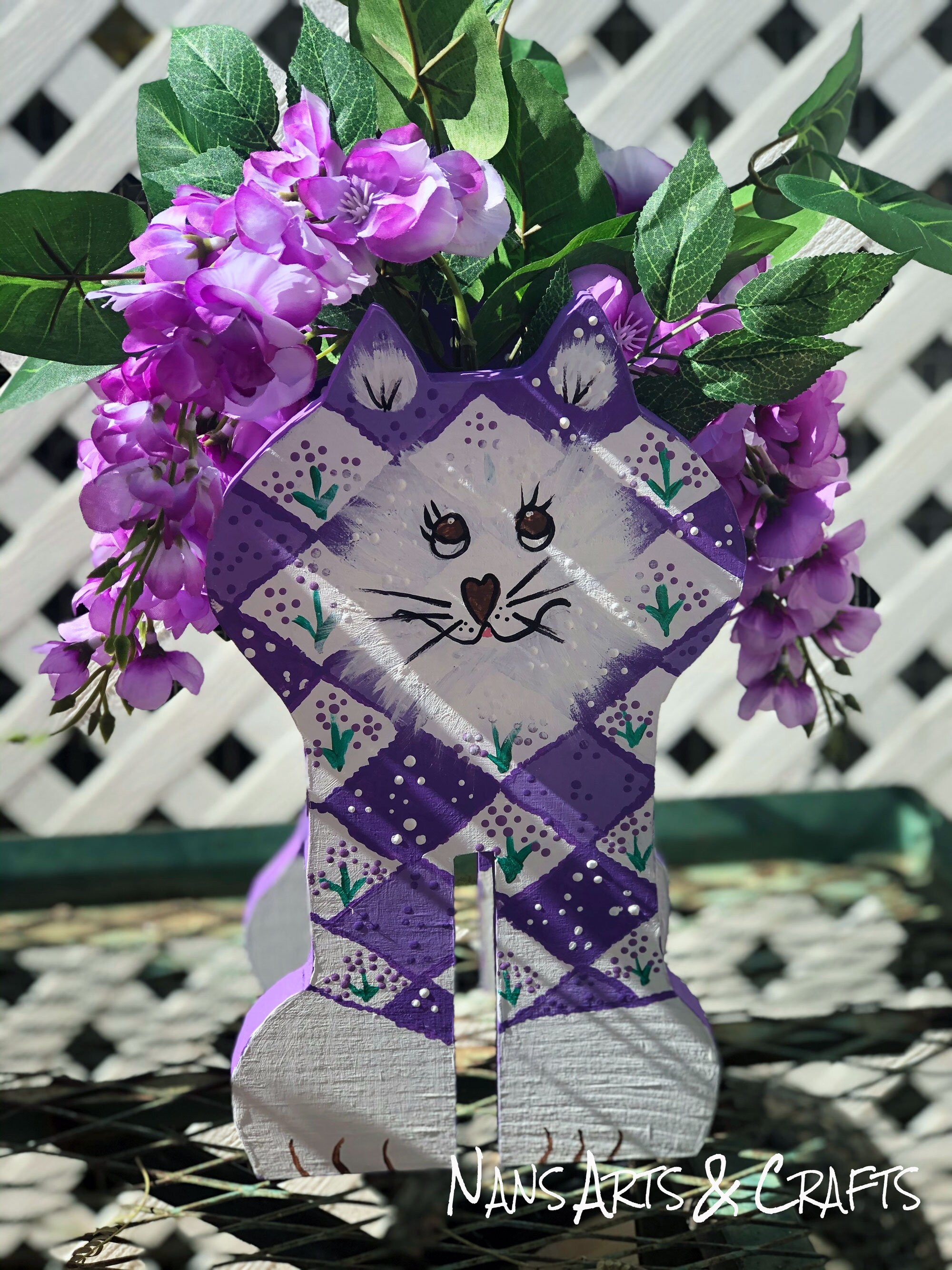 Cute Cat Planter by Nan - All Planters are hand painted and originals