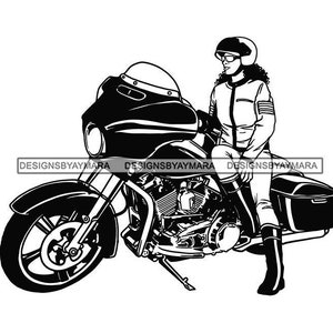 Unique Art Black Woman on Motorcycle Biker Biker Boots Helmet Windshield Winter Suit Icon Art  Illustration Vector SVG PNG JPG Cutting Files