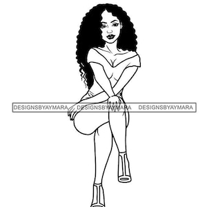 Woman Sitting Legs Crossed Wearing A Dress Sandals V Neck Dress Arms Crossed Wavy Hair Coloring Outline  Vector SVG JPG PNG Cutting Files