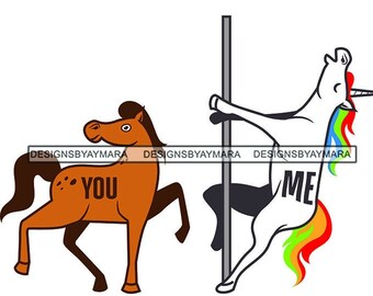 Horse and Unicorn on Pole Svg - Etsy Australia