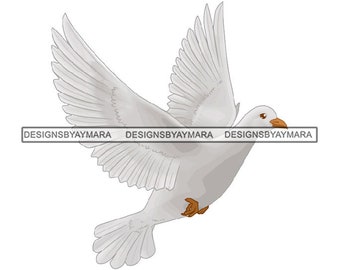 Flying Dove SVG Freedom Nature Bird Peace Symbol Pigeon Hope Religion Bible Catholicism Christianity JPG PNG Vector Clipart Not For Cutting
