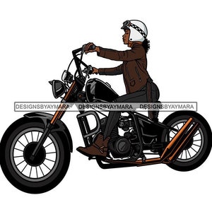 Black Woman Biker Jeans Boots Ride Road Motorcycle White Helmet Wheels Motorbike Speed Travel Graphic PNG SVG Cricut Cutting Design Printing