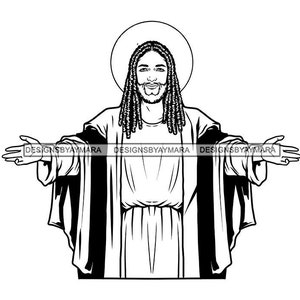 African American Jesus Christ Dreadlocks locs Hair Son Of God Holy Christian Christianity SVG PNG JPG Cutting Vector Designs Cricut Print