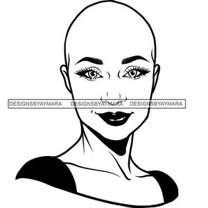 Beautiful Melanin Woman Portrait Bald Hairstyle African American Melanin Lady Headshot SVG PNG JPG Cut Cutting Vector Designs Print Cricut