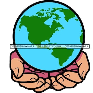 world in hands outline