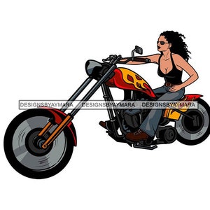 Woman On Motorcycle Trike Bike Biker Hair In the Wind Speed Motorbike Fire Design Wheels  Illustration JPG PNG SVG Vector Cutting Files