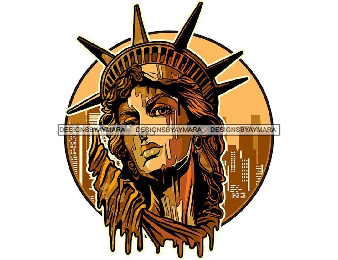 Bronze Statue Lady Liberty Crown New York City Dripping Freedom America