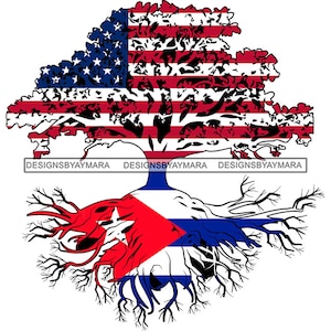 Cuba Tree Root Flag Flags United States USA Country National Cuban American Culture Patriotic Latin SVG PNG Jpg Cutting Designs Print Cricut