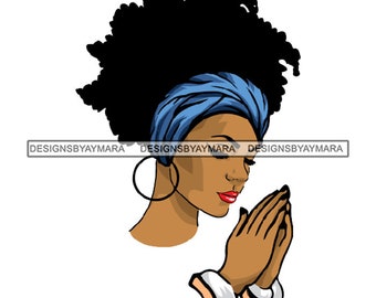 African American Black Woman Girl Lady Praying God Prayer Pray Faith Melanin Religion Nubian SVG PNG JPG Vector Clipart Circuit Cut Cutting