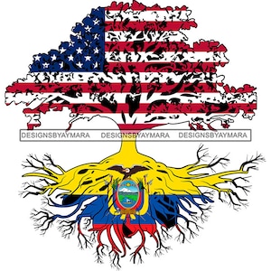 Tree Root Flag Flags United States USA Ecuador Country National American Culture Latine Ecuadorian SVG PNG Jpg Cutting Designs Print Cricut