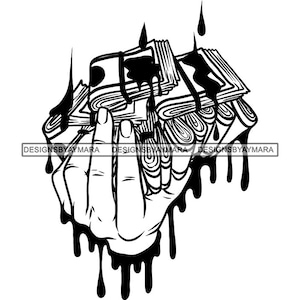 Man Hand Carrying Money Stacks Dripping Cash Bank Hustler Hustle Hustling Grind Grinding SVG PNG JPG Cut Cutting Vector Design Print Cricut