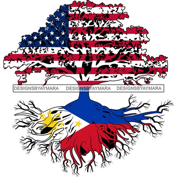 Philippines Tree Root Flag Flags United States USA Country National American Culture Patriotism SVG PNG Jpg Cut Cutting Designs Print Cricut