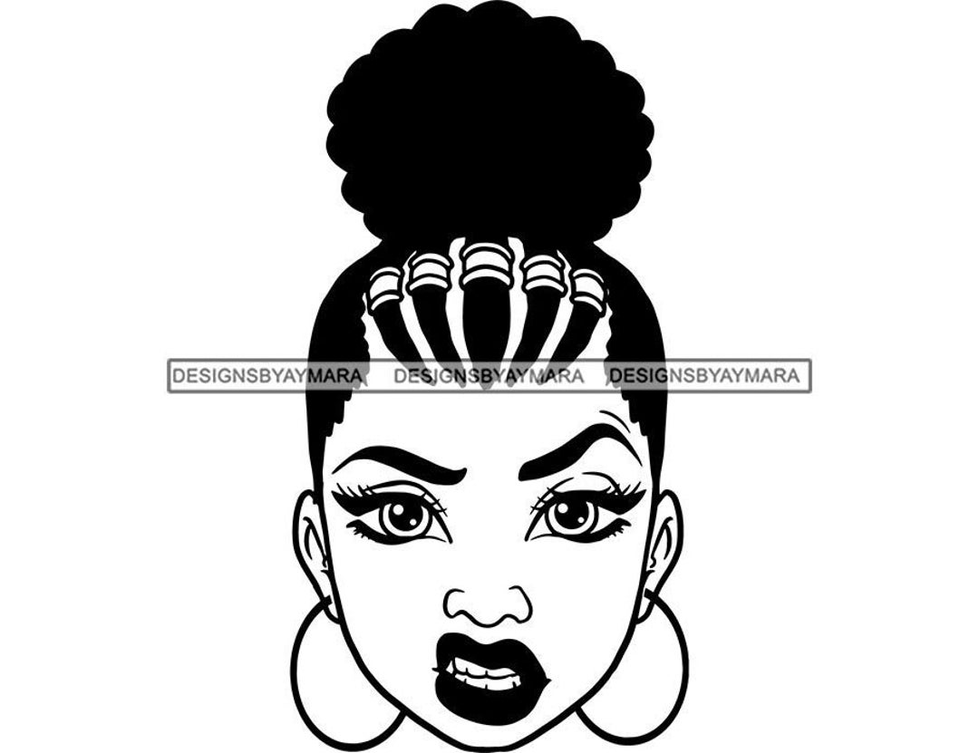 Sassy Black Woman Cornrows Beads Afro Puff Mean Face Smirk Etsy