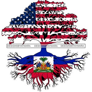 Haiti Country Tree Root Flag Flags United States USA National Haitian American Culture Patriotism SVG PNG Jpg Cutting Design Print Cricut