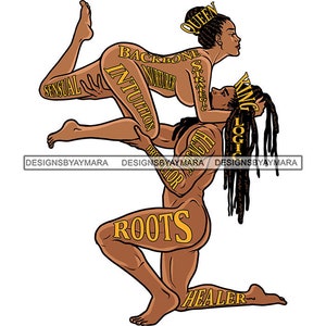 African American Couple King Queen Naked Bodies Strength Healer Man Backbone Sensual Woman Locs Hair SVG PNG JPG Cutting Design Print Cricut