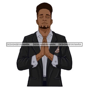 Afro Man Praying SVG Male Guy Person Prayer Religious Gospel Faith God Message Church PNG JPG Vector Clip Art Circuit Cut Cutting