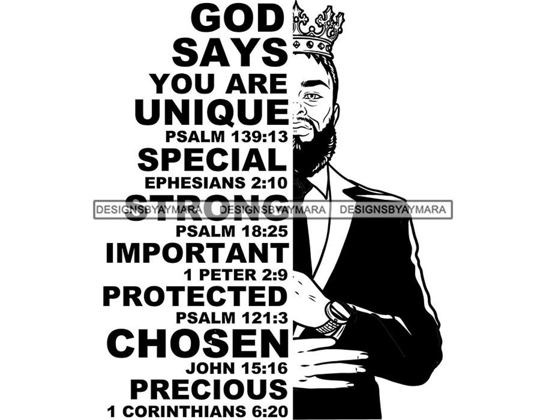 God Says You Are Unique Special Strong Quote Attractive King Melanin