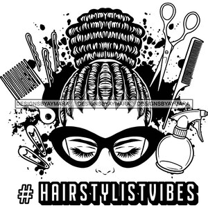 Hair Stylist Vibes Melanin Woman Locs Hair Accessories Hairdresser Beauty Salon Professional SVG PNG JPG Cutting Vector Designs Cricut Print