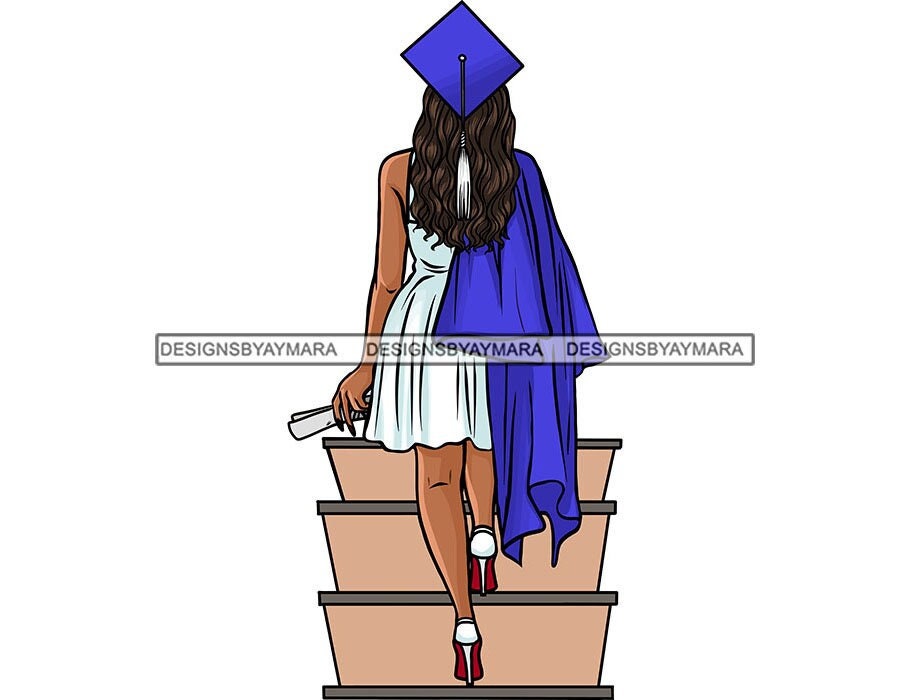 Graduation Student Blue Cap Gown White Dress Diploma Coloring Image  Children Kid Activity SVG PNG JPG Cutting Vector Designs Print Cricut - Etsy
