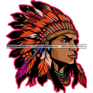 Chief American Indian Young Man Cherokee Native Indigenous Tribe Tribal Warrior Fighter SVG PNG JPG Cut Cutting Vector Designs Print Cricut