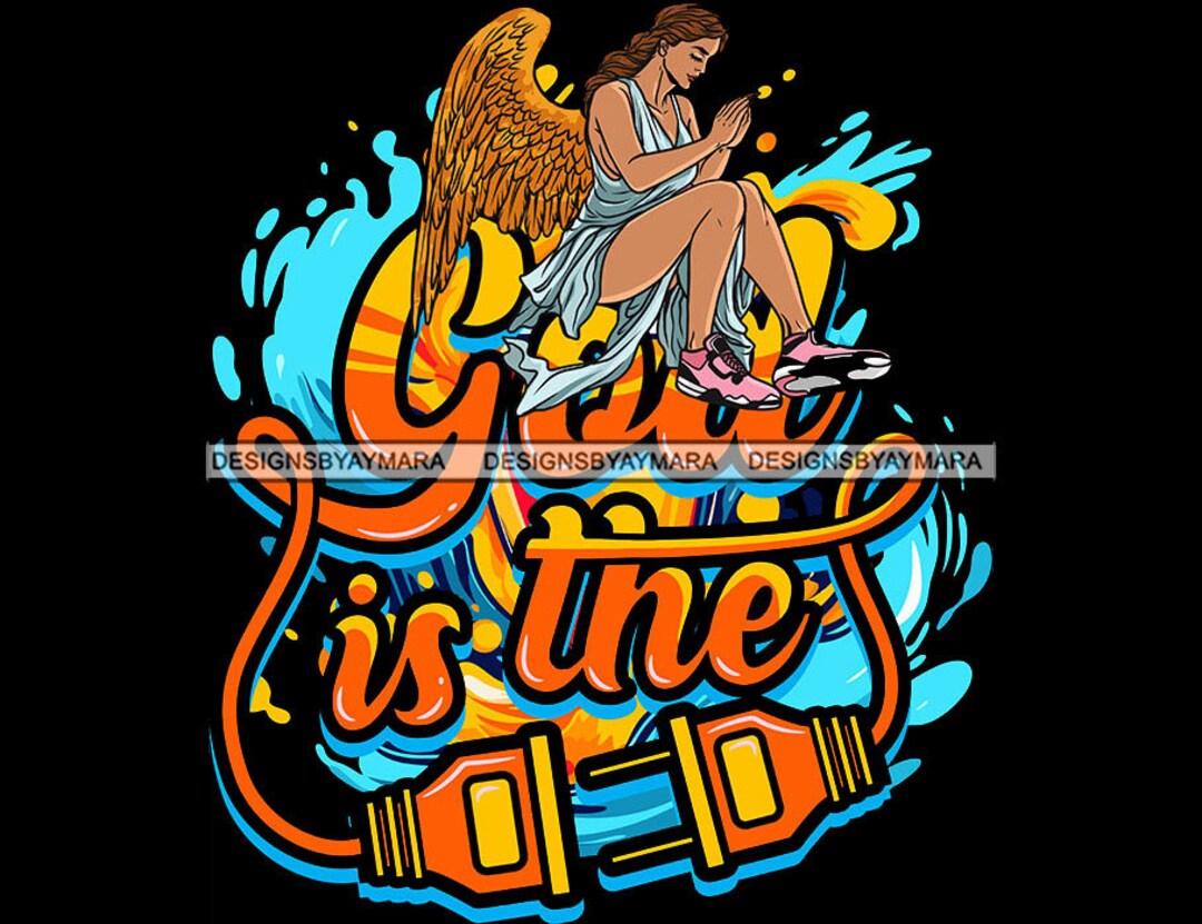 God is the Plug Woman Angel Praying Prayers Pray Locs Hair Pink