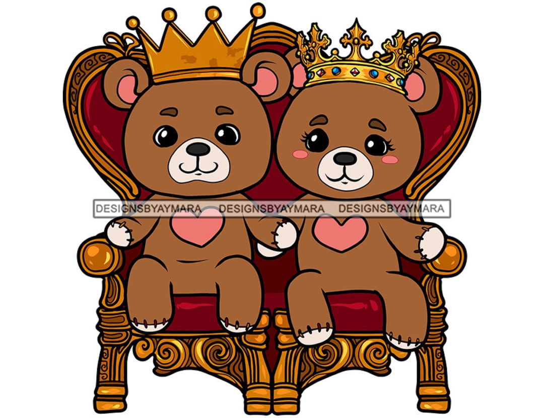 Teddy Bear King Queen Sitting Throne Majestic Love Couple Goals Gold Crown  Royal Power Cute Animal SVG PNG JPG Cutting Designs Print Cricut - Etsy