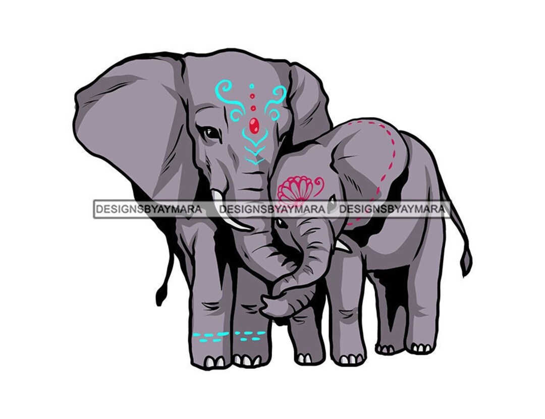 Painted Elephant Tattoo