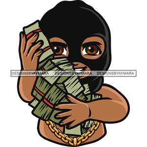Hustler Gangster Toddler Baby Boy Ski Mask Holding Money Stacks Cash Gold Chain Grind Rap Hip Hop SVG PNG JPG Cutting Designs Print Cricut