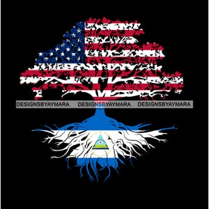 Nicaragua Flag Tree Root Flags United States USA Country National American Culture Patriotism SVG PNG Jpg Cut Cutting Designs Print Cricut