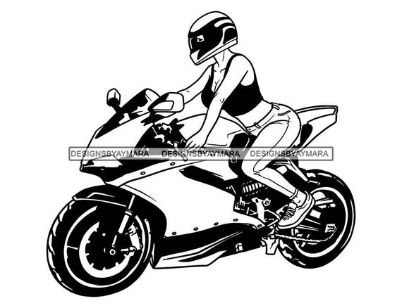Custom Motorcycle Sticker, Girl Rider, Motorbike Women Motorsports Racing