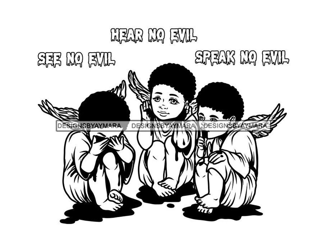 See No Evil Hear No Evil Speak No Evil 3 African Boys Angels Dripping ...