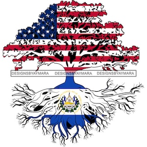 Tree Root Flag Flags United States USA El Salvador Country National American Culture Emblem Freedom SVG PNG Jpg Cutting Designs Print Cricut