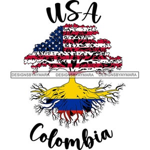 Tree Root Flag Flags United States USA Colombia Country National American Culture Patriotic Latin SVG PNG Jpg Cutting Designs Print Cricut