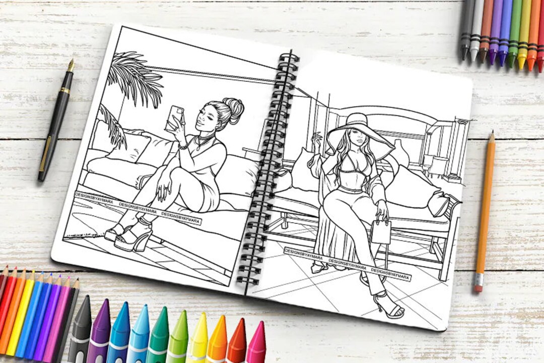 Adult Coloring Book 18 Fashion Woman Stress-relief Coloring Art Therapy ...