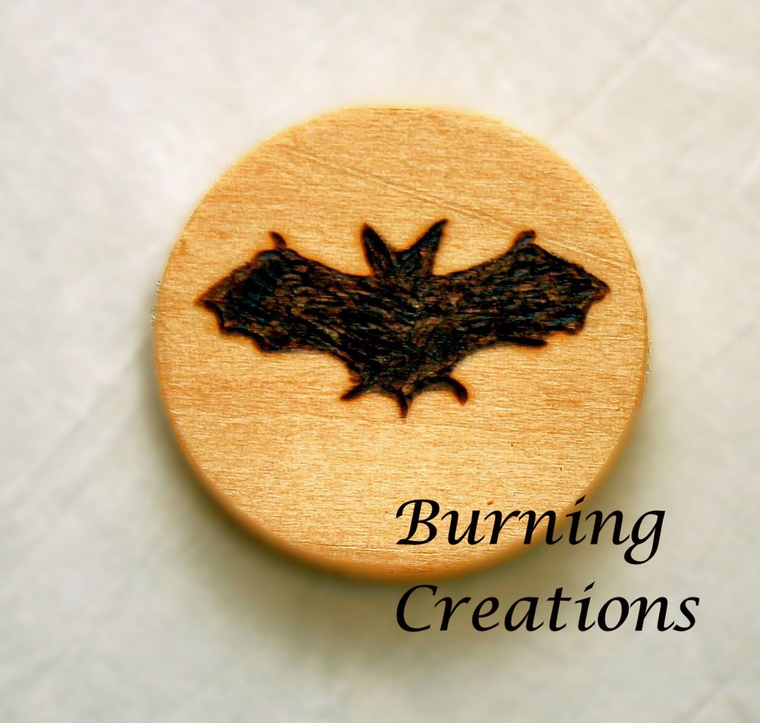 Bat Magnet Pyrography Wood Burned Wooden Magnet Magnet - Etsy