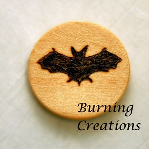 Bat Magnet, Pyrography, Wood Burned, Wooden Magnet, Magnet, Gift, Rustic Magnet, Rustic, Wooden Magnet, Magnets
