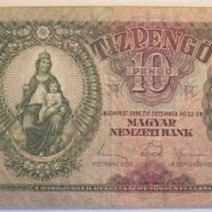 Lot of 7: Hungary 1936 10-Pongo Note Magyar Bank + (6) Rare Old Forint Coins, Collectible Foreign Money or Jewelry Crafts - Read Ad
