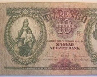 Lot of 7: Hungary 1936 10-Pongo Note Magyar Bank + (6) Rare Old Forint Coins, Collectible Foreign Money or Jewelry Crafts - Read Ad