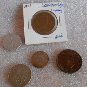 Jamaica - Lot of 5 Coins, Rare Old Foreign Money for Gift, Collection, Crafts like Key Chains & Pendants - See the Video - Read Ad