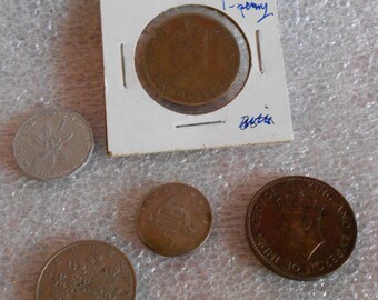 Jamaica - Lot of 5 Coins, Rare Old Foreign Money for Gift, Collection, Crafts like Key Chains & Pendants - See the Video - Read Ad
