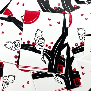 japanese hanafuda style cat sticker