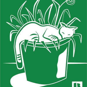 sleeping garden cat sticker image 5