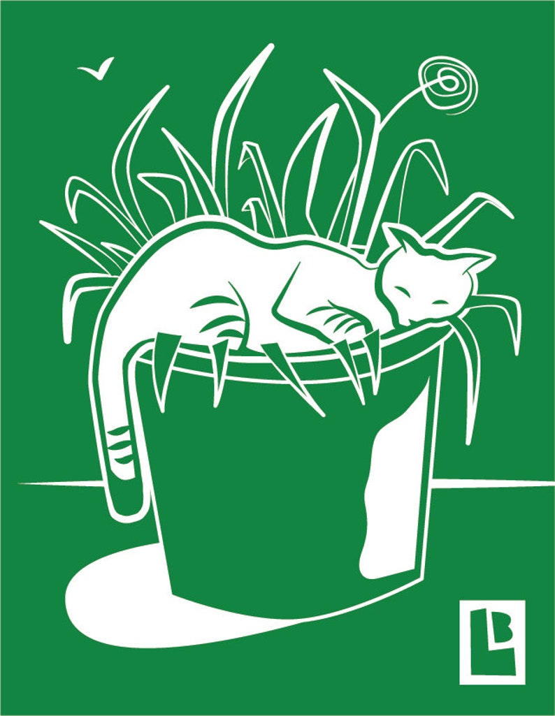 sleeping garden cat sticker image 5