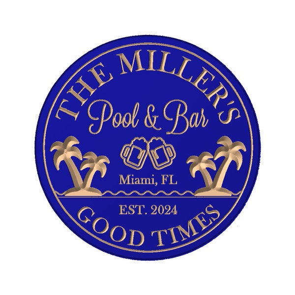 Pool and Bar, Tiki Bar, Bar and Grill, Pool Oasis Personalized Sign for Pool Bar Patio Decor Gift