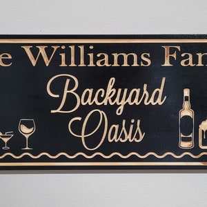 Personalized Backyard Oasis Sign for Pool Bar Patio Decor Gift
