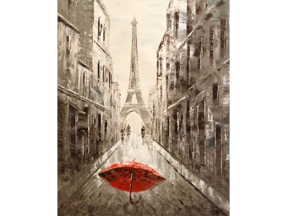 Paris Street 11 Torre Eiffel En Blanco Y Negro x24 Pintura Etsy
