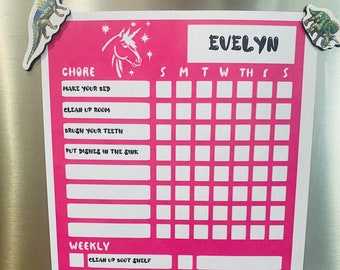Printable Kid's Chore Chart, Unicorn, Child Responsibility Chart, Behaviour Chart, Reward Chart, Job Chart, Tasks Chart, kids chores, PDF